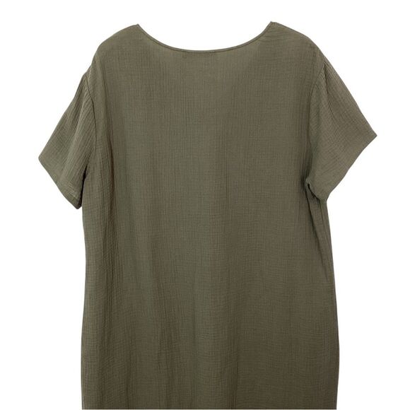 JENNI KAYNE Size XL Cypress Caftan Dress Green Midi 100% Cotton Gauze - Picture 6 of 9